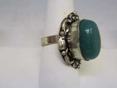 silver tone color stone ring