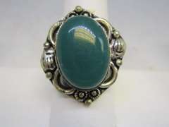 silver tone color stone ring