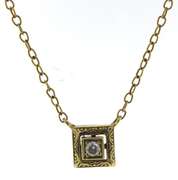 Fabulous .07ct Vintage Etched Square Diamond Necklace