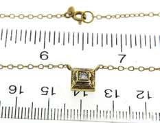 Fabulous .07ct Vintage Etched Square Diamond Necklace