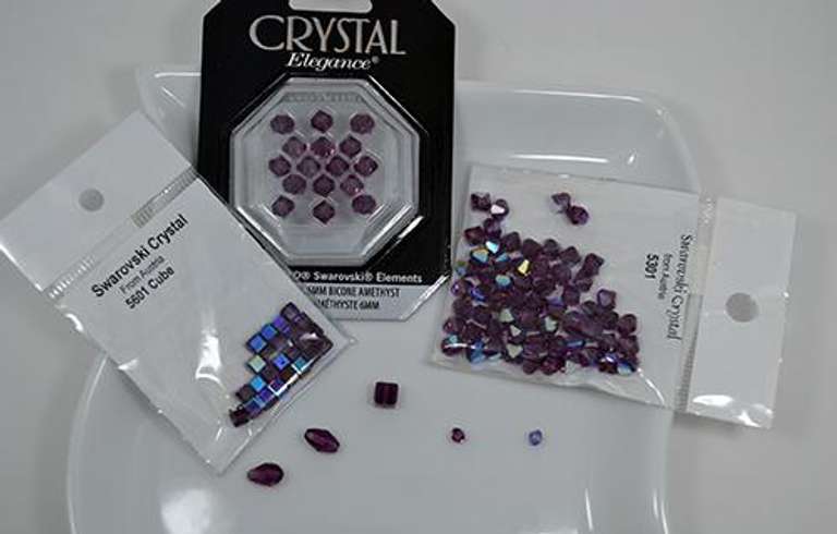 Lot of 183 Ct Amethyst Swarovski Crystal Beads