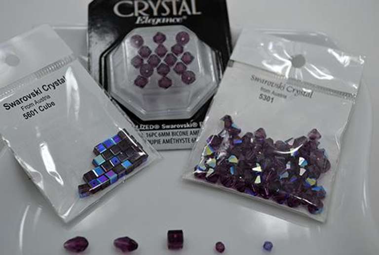 Lot of 183 Ct Amethyst Swarovski Crystal Beads