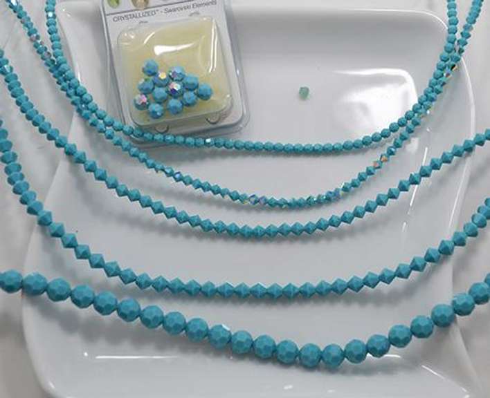 Lot of Assorted Turquoise Swarovski Crystal Beads