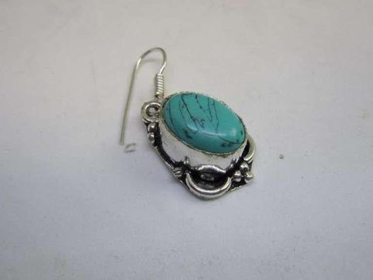 Silver Tone Coloe Stone Dangle Earrings