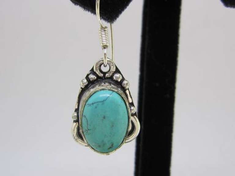 Silver Tone Coloe Stone Dangle Earrings