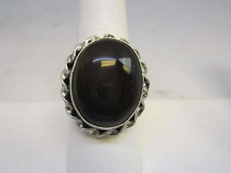 silver tone color stone ring