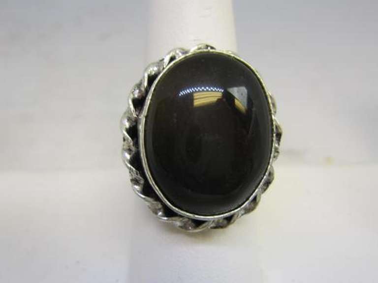 silver tone color stone ring