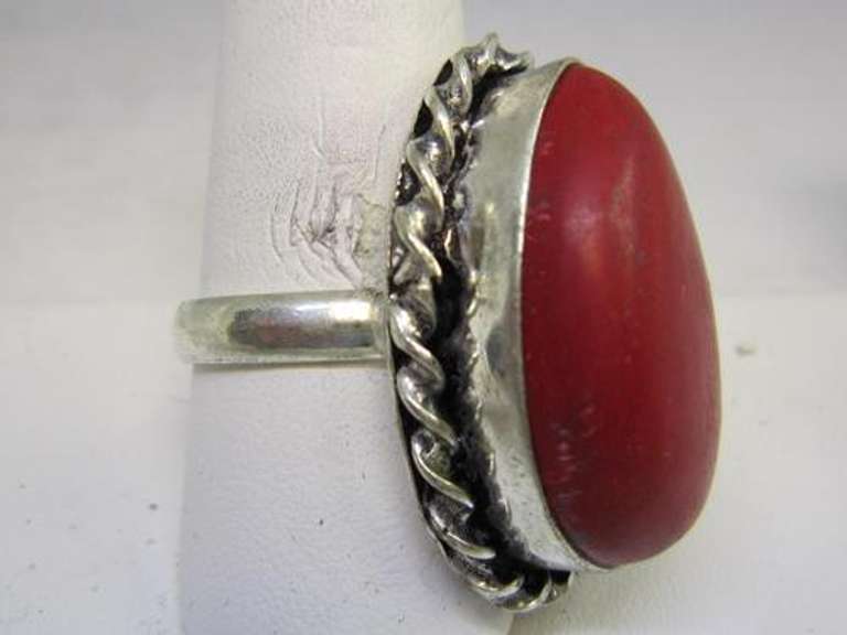 silver tone color stone ring