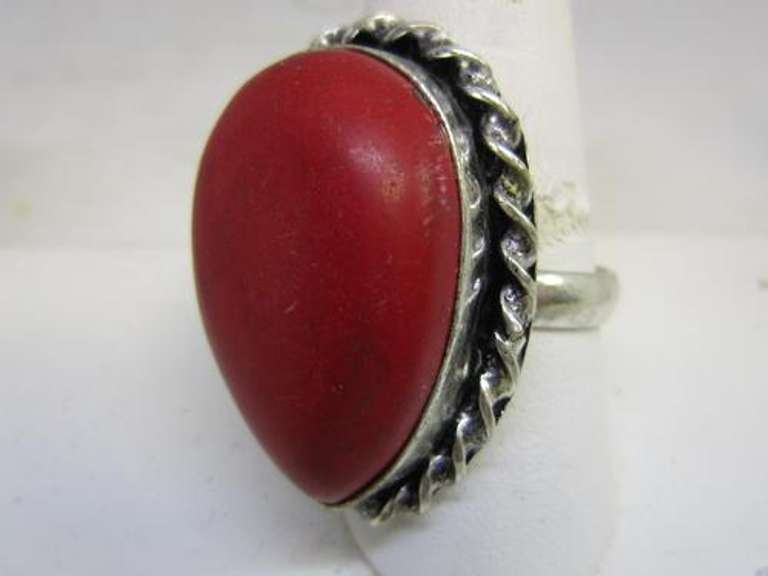 silver tone color stone ring