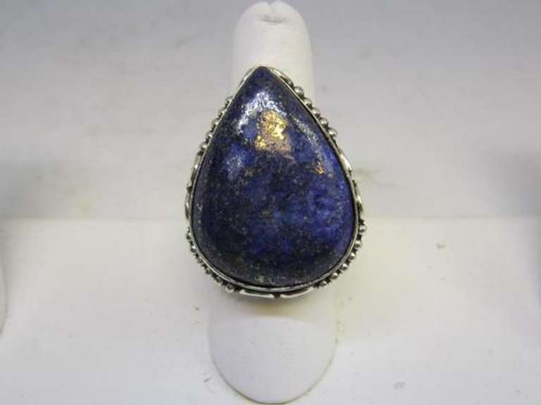 silver tone color stone ring