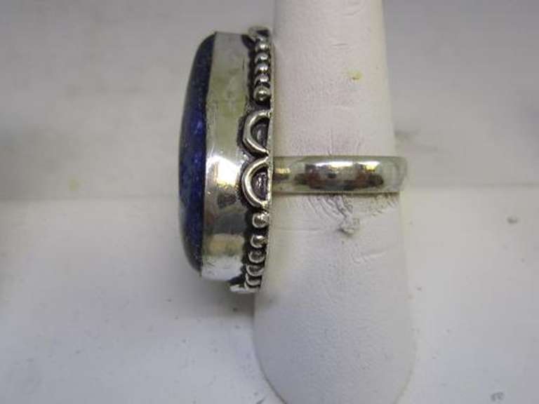 silver tone color stone ring