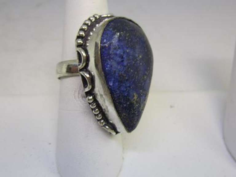 silver tone color stone ring