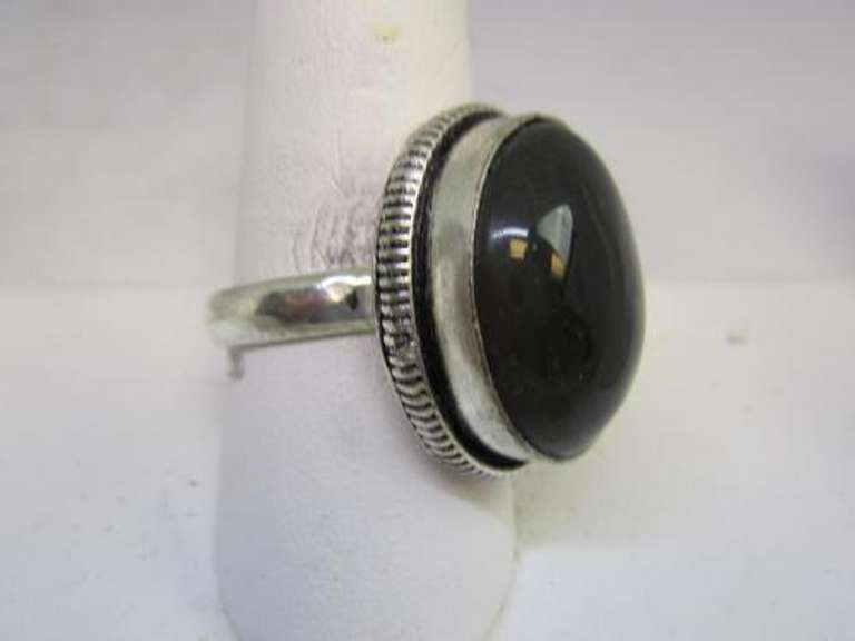 silver tone color stone ring
