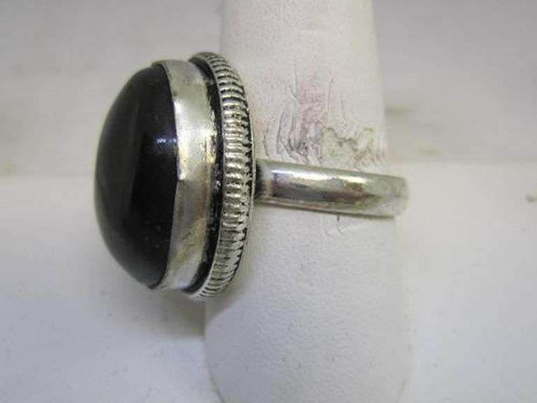 silver tone color stone ring