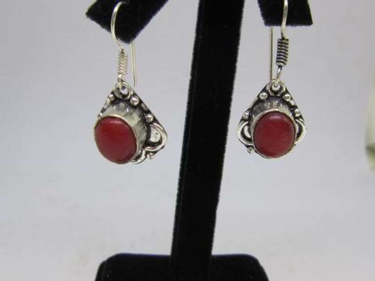 silver tone color stone earrings