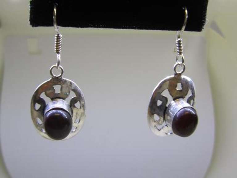 silver tone color stone earrings