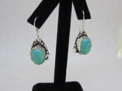 Silver Tone Coloe Stone Dangle Earrings