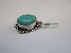 Silver Tone Coloe Stone Dangle Earrings