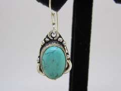 Silver Tone Coloe Stone Dangle Earrings