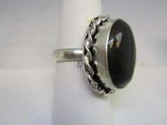 silver tone color stone ring