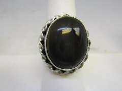 silver tone color stone ring