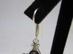 silver tone color stone earrings