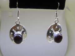 silver tone color stone earrings