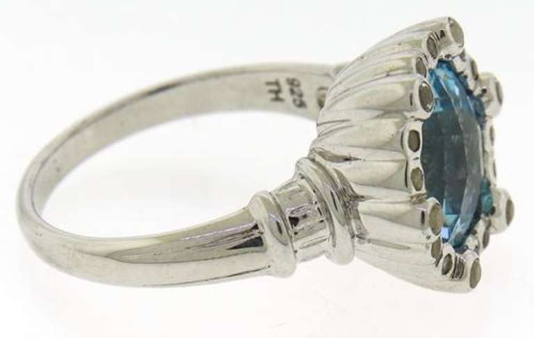 925 Sterling Silver Blue Topaz Cocktail Ring