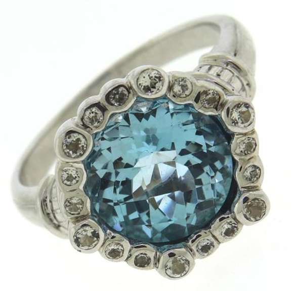 925 Sterling Silver Blue Topaz Cocktail Ring
