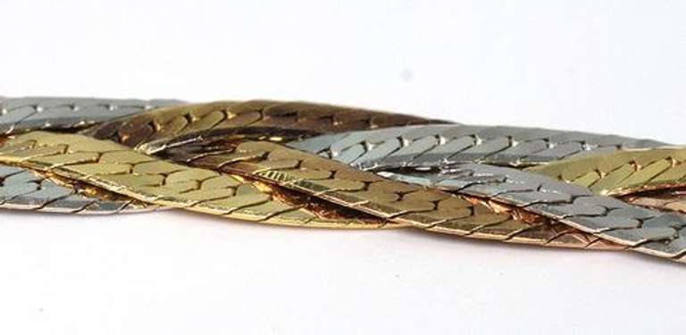 18KT Tri-Color Gold Braided Necklace
