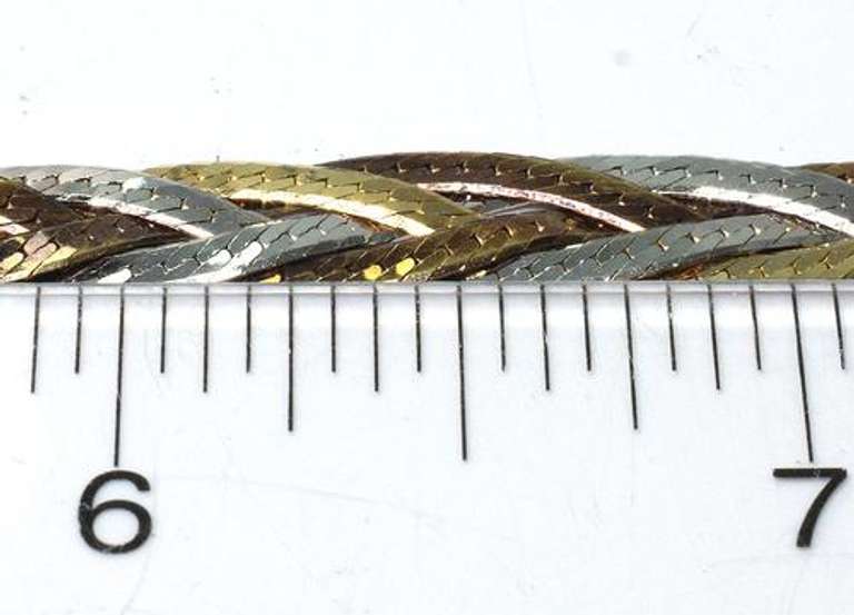 18KT Tri-Color Gold Braided Necklace