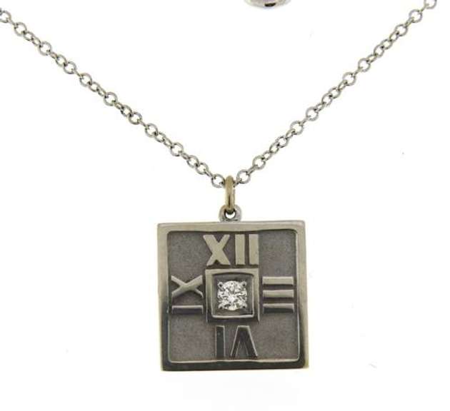 Tiffany & Co 18K Atlas Pendant Necklaced with Diamond