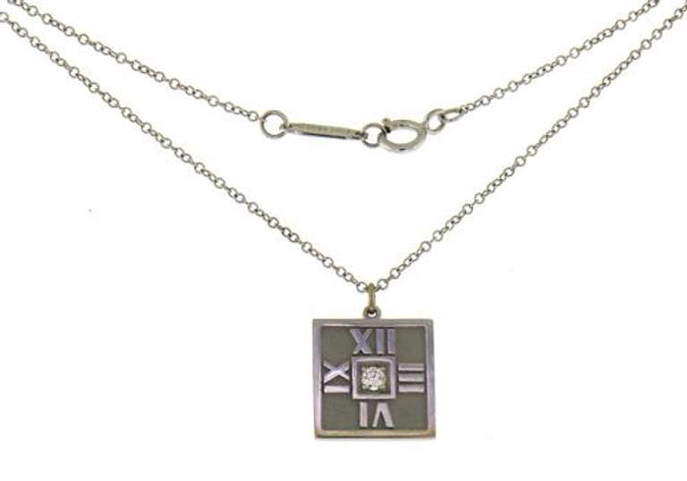 Tiffany & Co 18K Atlas Pendant Necklaced with Diamond