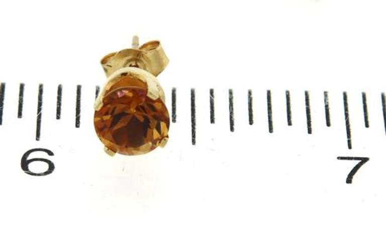 Simple Citrine Yellow Gold Stud Earrings