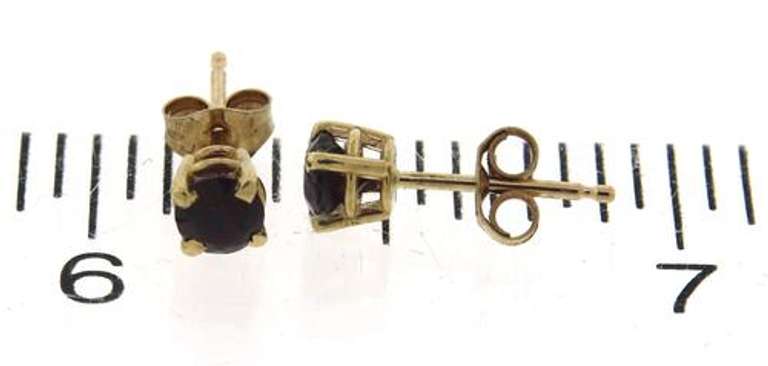 Pretty Yellow Gold Red Stone Earrings