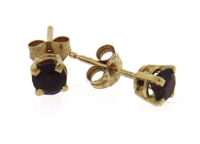 Pretty Yellow Gold Red Stone Earrings