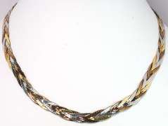 18KT Tri-Color Gold Braided Necklace
