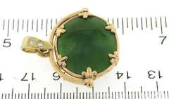 Beautiful Green Jade and 2 Diamonds Pendant