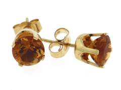Simple Citrine Yellow Gold Stud Earrings