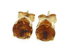Simple Citrine Yellow Gold Stud Earrings