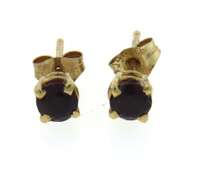 Pretty Yellow Gold Red Stone Earrings