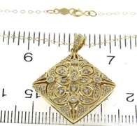 Breathtaking 14kt YG Fancy Openwork Diamond Square Necklace