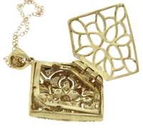 Breathtaking 14kt YG Fancy Openwork Diamond Square Necklace