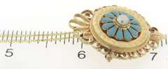 Irresistible 14kt YG Victorian Turquoise Enamel & Pearl Convertible Brooch/Pendant