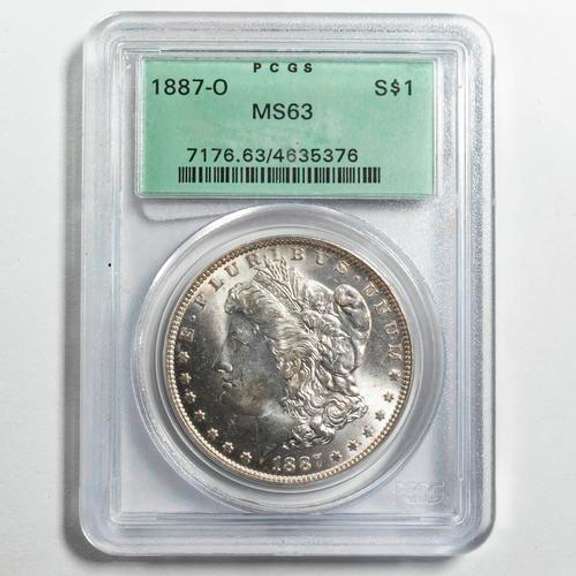 1887 O PCGS MS 63 Morgan In A Rattler Holder