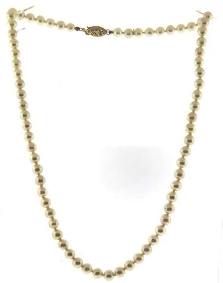Simple & Lovely 14kt YG 5mm White Pearl Necklace