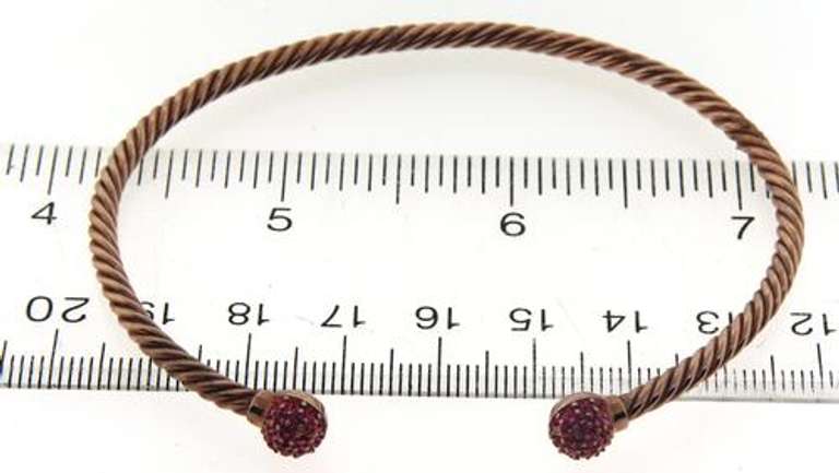 Pink Swarovski Rose Sterling Silver Bangle