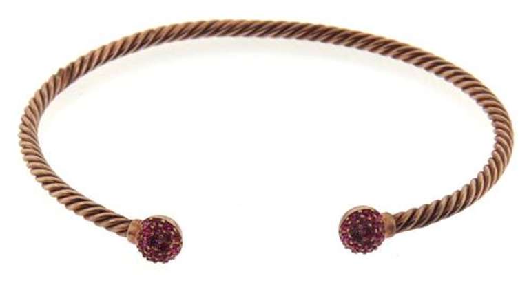 Pink Swarovski Rose Sterling Silver Bangle