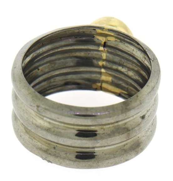 Sterling Silver & 10kt Amethys Cab Ring