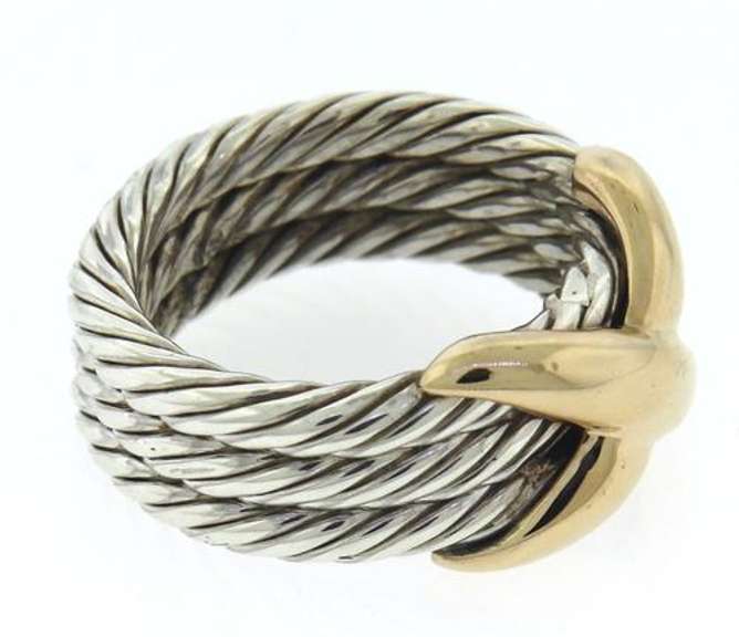 Sterling Silver and Yellow Gold Crossover Ring